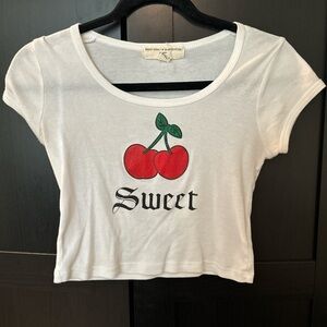 White Urban Outfitters graphic t-shirt with sparkly cherries. Size: Small